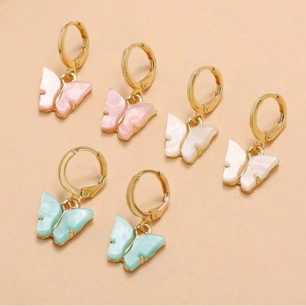 3 Piece Butterfly Earrings Set